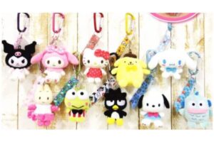 マスコットホルダー　カラビナMC ぬいぐるみキーホルダー ハローキティ・マイメロディ・ポムポムプリン ・シナモロール ・クロミ・ポチャッコ・バッドばつ丸・けろけろけろっぴ・ハンギョドン・マロンクリーム