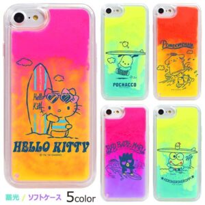 サンリオキャラクターズ ネオンサンド スマホケース　iPhone/Galaxy ハローキティ　ポチャッコ　ポムポムプリン バッドばつ丸　けろけろけろっぴ
