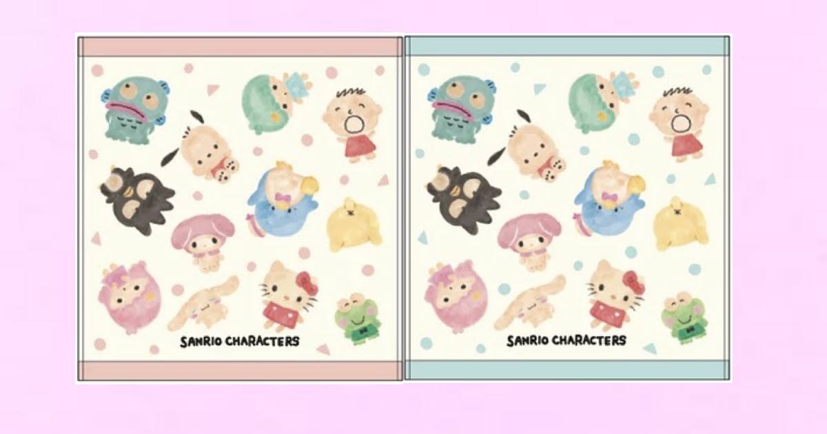 サンリオキャラクターズ　ハンドタオル　ナチュラルパーティ 丸眞 シナモロール（シナモン）・ポムポムプリン・ポチャッコ・ハローキティ・マイメロディ・リトルツインスターズ（キキララ）・けろけろけろっぴ・バッドばつ丸・ハンギョドン・みんなのたあ坊