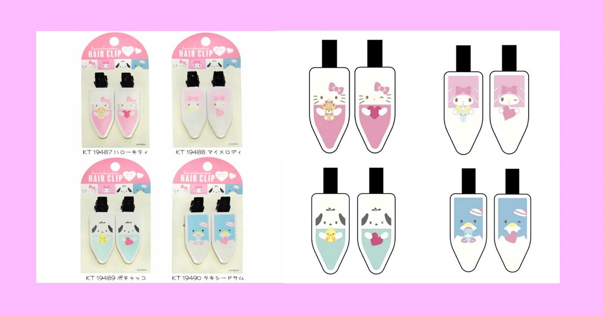 【ポチャッコ・マイメロディ・ハローキティ・タキシードサム】前髪クリップ　2個セット
