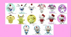 ぴょこハンドパペット　ぬいぐるみ　マスコット　シナモロール（シナモン）・マイメロディ・ポムポムプリン・ハローキティ・ドラえもん