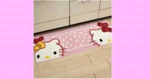 【キティ＆ミミィ】キッチンマット（リボン）