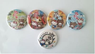 秋田県北秋田市 ハローキティ 缶バッジセット