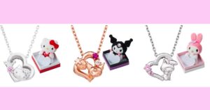 ぬいぐるみ付きハートネックレス ハローキティ・クロミ・マイメロディ