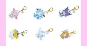 Happy Catシリーズ　アクリルダイカットキーホルダー クロミ・シナモロール（シナモン）・マイメロディ・ポムポムプリン・ポチャッコ・ハローキティ