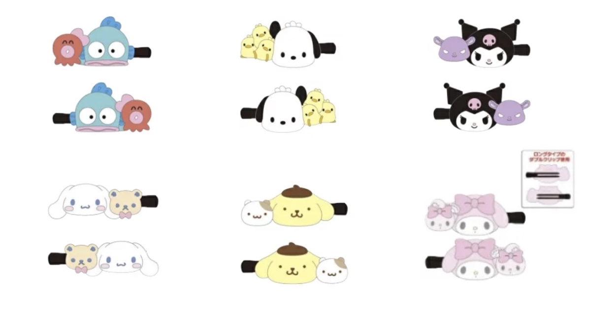 前髪クリップロング ハンギョドン&さゆりちゃん・ポチャッコ&ピーちゃんズ・クロミ&バク・シナモロール&くまさん・ポムポムプリン&マフィン・マイメロディ&ピピ