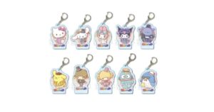 サンリオキャラクターズ　ミラクルマッチ コラボ　トレーディングアクリルキーホルダー ハローキティ・シナモロール（シナモン）・マイメロディ・クロミ・バク・ポムポムプリン・リトルツインスターズ（キキララ）・ハンギョドン・タキシードサム