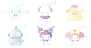 サンリオ　ゆめふわシリーズ　ぬいぐるみボールチェーン　シナモロール（シナモン）・ポチャッコ・ポムポムプリン・ハンギョドン・クロミ・マイメロディ