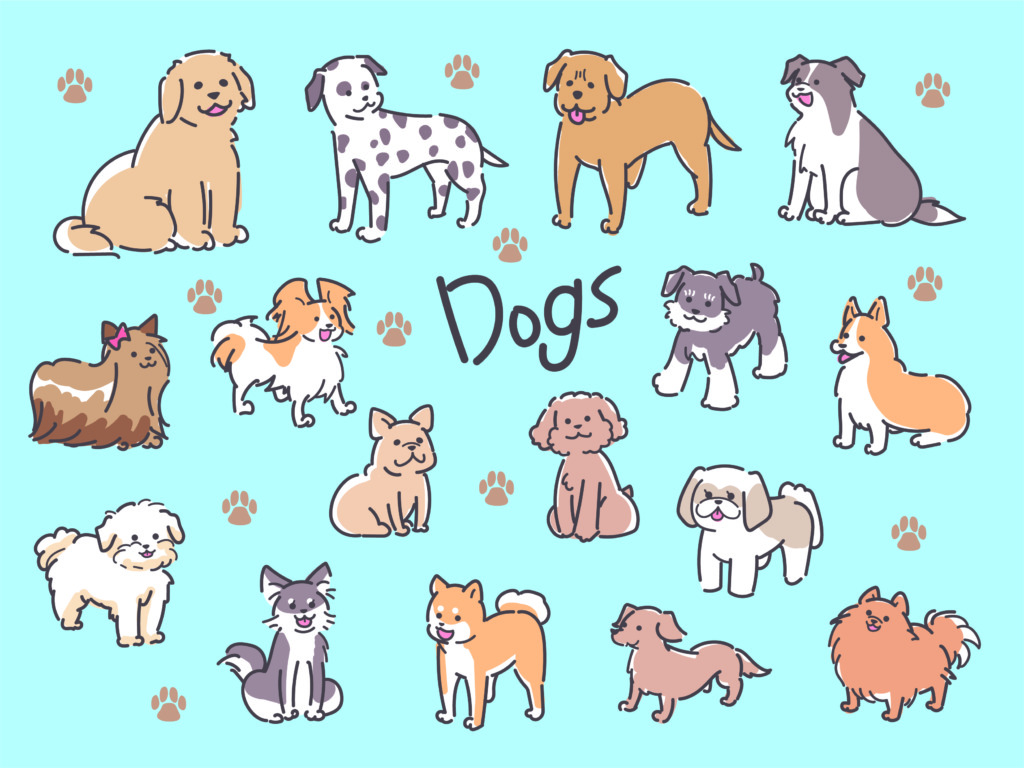 色々な犬種のイラスト