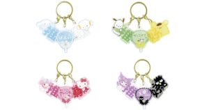 サンリオ　すきぴ3チャームキーホルダー シナモロール（シナモン）＆こぎみゅん・ポチャッコ＆ポムポムプリン・マイメロディ＆ハローキティ・クロミ＆バッドばつ丸