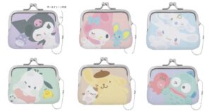 サンリオ　むぎゅっとシリーズ　がま口コインケース　小銭入れ　財布　クロミ＆バク・マイメロディ＆フラットくん・シナモロール（シナモン）＆みるくちゃん・ポチャッコ＆ピーちゃんズ・ポムポムプリン＆マフィン・ハンギョドン＆さゆりちゃん