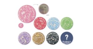 シークレット蓄光刺繍缶バッジ　トレーディング　マイメロディ・ハローキティ・シナモロール（シナモン）・ポチャッコ・クロミ・ポムポムプリン・バッドばつ丸