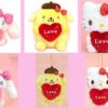 【シナモロール・ポムポムプリン・ハローキティ】LOVEハートぬいぐるみ　ハートキューピッド